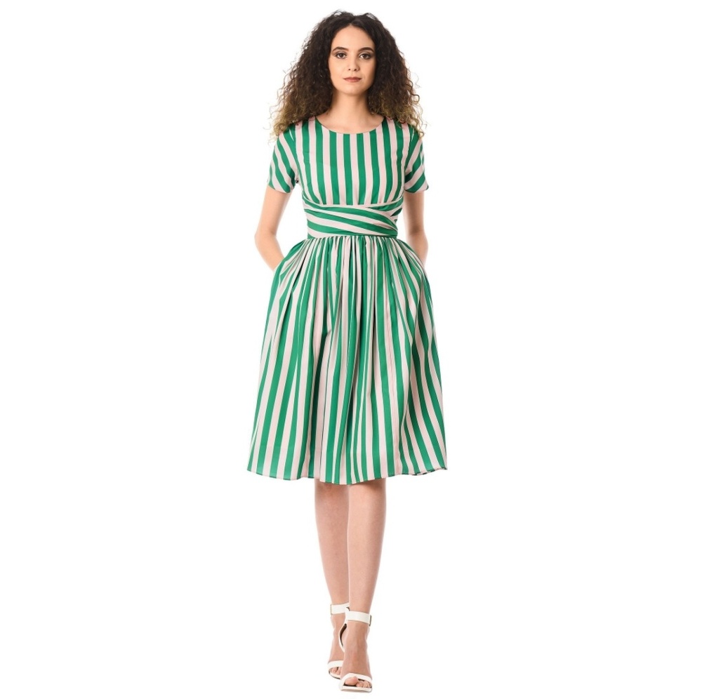 Green Stripe Waist Dress